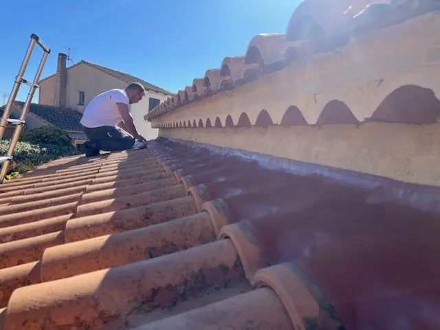 Pose du solin Waka Flex en cours