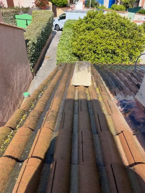 Nettoyage basse pression des tuiles en béton